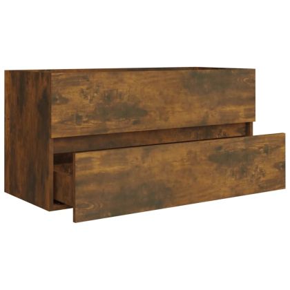 Шкаф за мивка, опушен дъб, 90x38,5x45 см, инженерно дърво