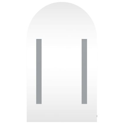 Огледален шкаф за баня с LED светлина дъговиден бял 42x13x70 см