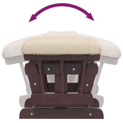 Плъзгащ се стол с табуретка, кремавобял, текстил