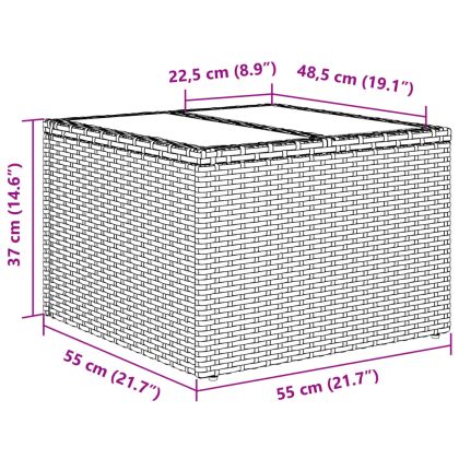Градински диван от 2 части с възглавници сив полиратан и стъкло
