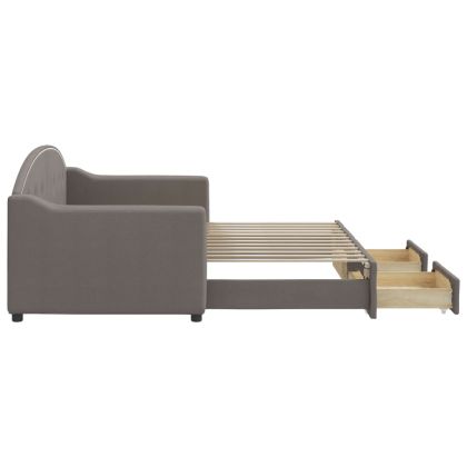 Канапе с изтеглящо легло и чекмеджета таупе 80x200 см плат