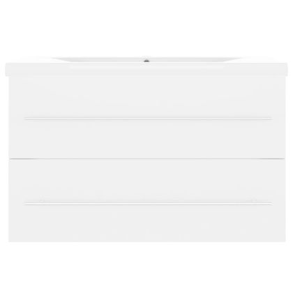 Шкаф за баня с вградена мивка, бял, ПДЧ