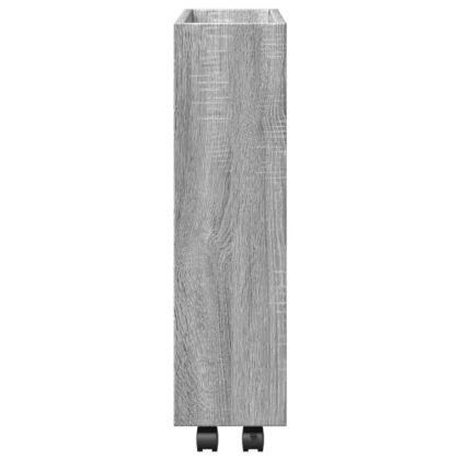 Тясна количка за съхранение 3 нива сив сонома инженерно дърво