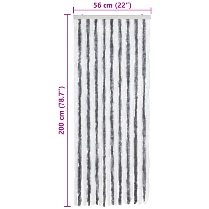 Завеса против насекоми, сиво и бяло, 56x200 см, шенил