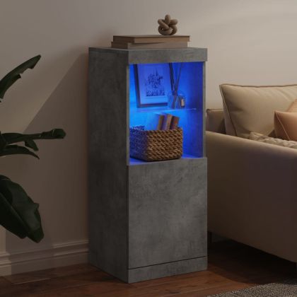 Сайдборд с LED светлини, бетонно сив, 41x37x100 см