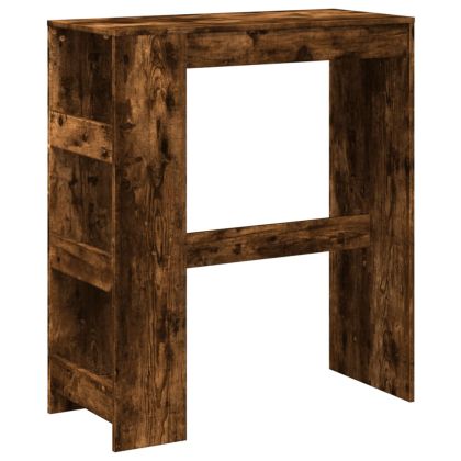 Бар маса с рафтове, опушен дъб, 90x40x103,5 см, инженерно дърво