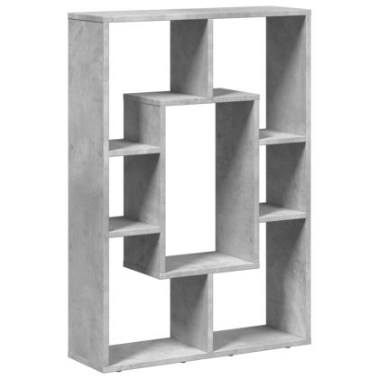 Библиотека, бетонно сива, 63x20x90 см, инженерно дърво