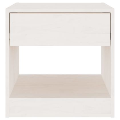 Нощни шкафчета, 2 бр, бели, 40x31x40 см, борово дърво масив