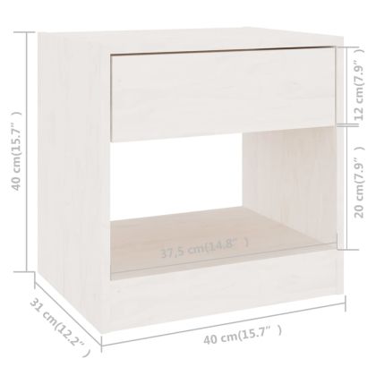 Нощни шкафчета, 2 бр, бели, 40x31x40 см, борово дърво масив