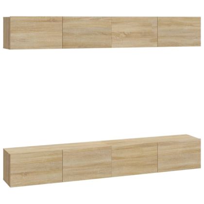 Стенни ТВ шкафове, 4 бр, дъб сонома, 100x30x30 см