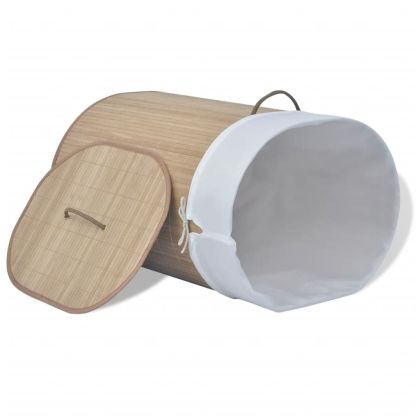 Бамбуков кош за пране, овален, натурален цвят