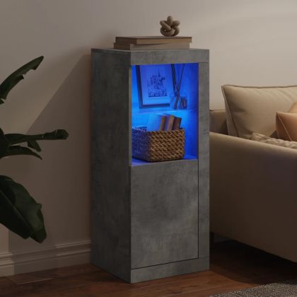 Сайдборд с LED светлини, бетонно сив, 41x37x100 см