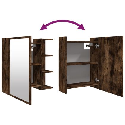 Огледален шкаф баня опушен дъб 62,5x20,5x64 см инженерно дърво