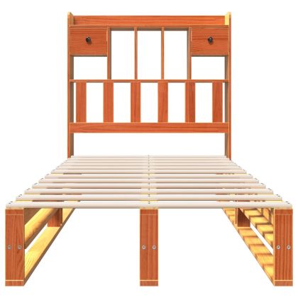 Легло с етажерка за книги, без матрак, 100x200 см, бор масив