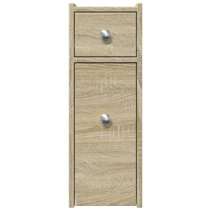 Тесен скрин за баня с колелца, дъб сонома, инженерно дърво