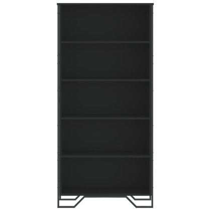 Библиотека, черна, 80x31x169 см, инженерно дърво