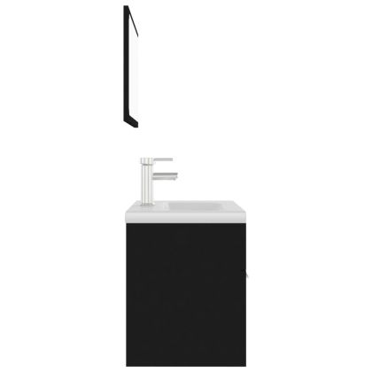 Комплект мебели за баня, черен, ПДЧ