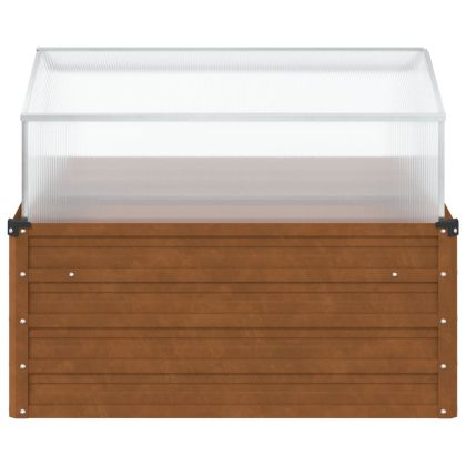 Градинска кашпа с оранжерия, обветрена стомана