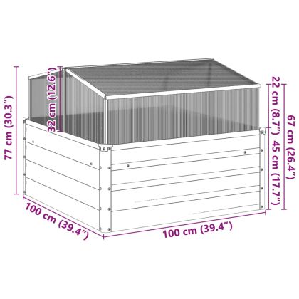 Градинска кашпа с оранжерия, обветрена стомана