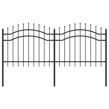 Градинска ограда Woerden с връх тип копие, черна, 240x100 см, стомана