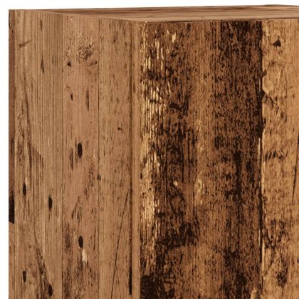 ТВ шкаф с LED осветление, старо дърво, 30,5x30x102 см