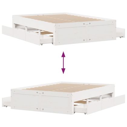 Рамка за легло без матрак с чекмеджета 140x200 см, бор масив