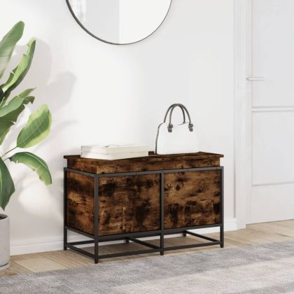 Кутия за съхранение, опушен дъб, 80x40x51,5 см, инженерно дърво