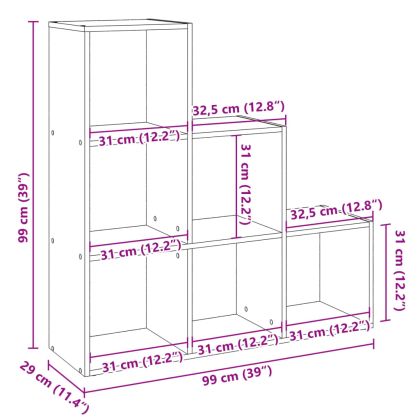 Разделител за стая / библиотека бетонно сив 3 нива 99x29x99 см