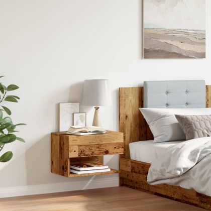 Нощно шкафче, стенен монтаж, старо дърво