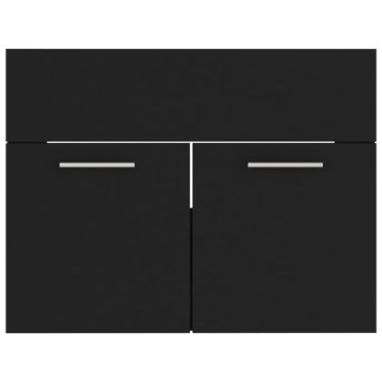 Комплект мебели за баня, черен, ПДЧ