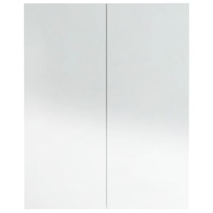 Шкаф с огледало за баня, 60x15x75 см, МДФ, бял гланц