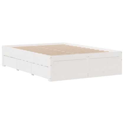 Рамка за легло без матрак с чекмеджета, 140x190 см, бор масив