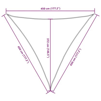 Платно-сенник, Оксфорд текстил, триъгълно, 4,5x4,5x4,5 м, бяло