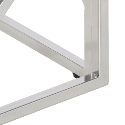 Кафе маса, сребриста, неръждаема стомана и закалено стъкло