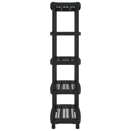 Стелаж за съхранение с 5 рафта, черен, 93,5x45,5x194,5 см, PP