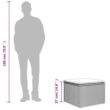 Градинска табуретка с възглавница бежова 55x55x37 см полиратан