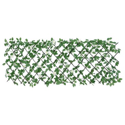 Решетка от изкуствен бръшлян разширяема зелена 186x30 см
