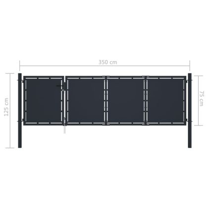 Градинска порта от стомана 350x75 см, антрацит