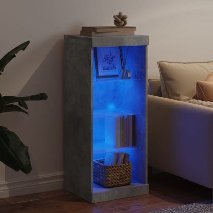 Сайдборд с LED светлини, бетонно сив, 41x37x100 см