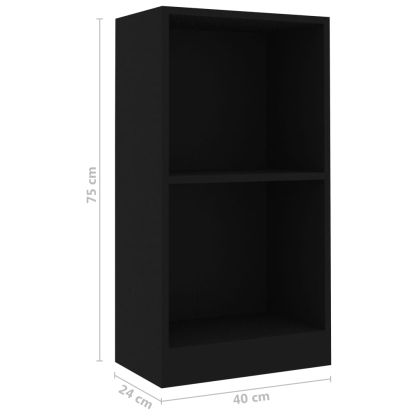 Етажерка за книги, черна, 40x24x75 см, инженерно дърво