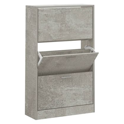 Шкаф за обувки, бетонно сив, 63x24x103 см, инженерно дърво