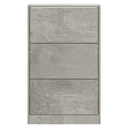 Шкаф за обувки, бетонно сив, 63x24x103 см, инженерно дърво