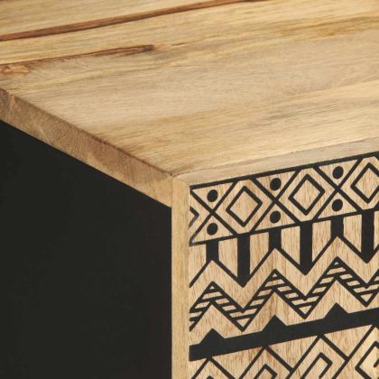 ТВ шкаф, черен, 105x33,5x46 см, грубо мангово дърво масив