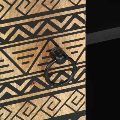 ТВ шкаф, черен, 105x33,5x46 см, грубо мангово дърво масив