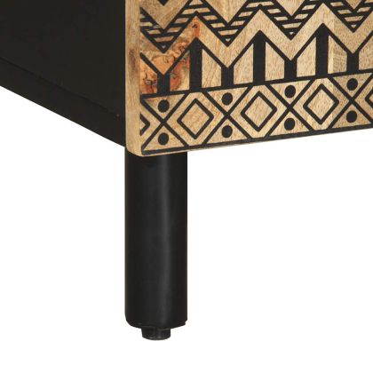 ТВ шкаф, черен, 105x33,5x46 см, грубо мангово дърво масив