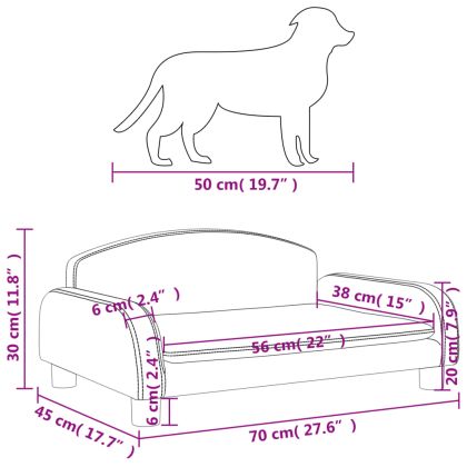 Кучешко легло кучешкосиво 70x45x30 см текстил