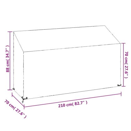 Калъф за градинска пейка 12 отвора 210x70x70/88 см полиетилен