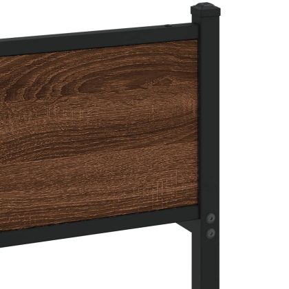 Метална рамка за легло, без матрак, кафяв дъб, 183x213 см