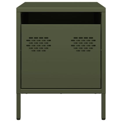 Нощно шкафче, маслиненозелено, 35x39x43,5 см, стомана