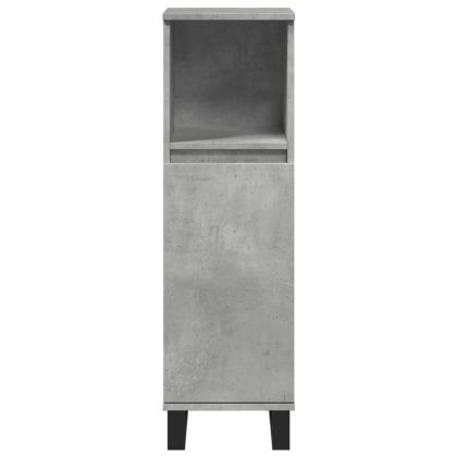 Шкаф за баня, бетонно сив, 30x30x100 см, инженерно дърво